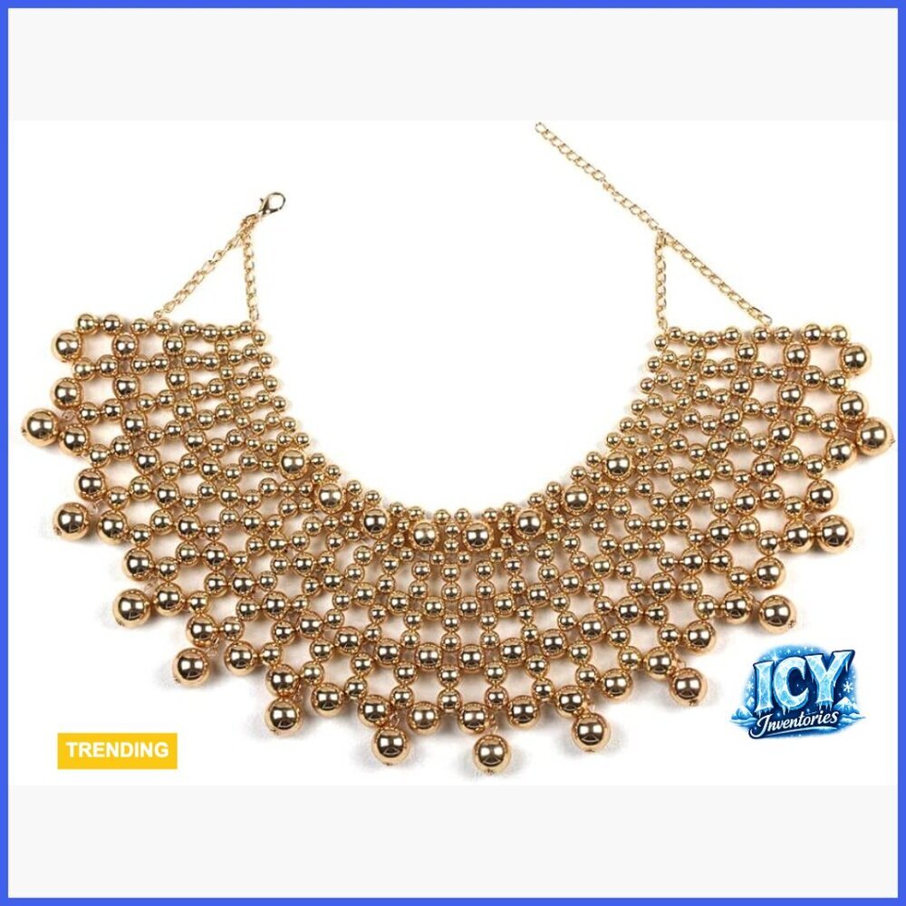 Chunky Ball Beaded Choker Collar Necklace Handmade Chain Metal Statement